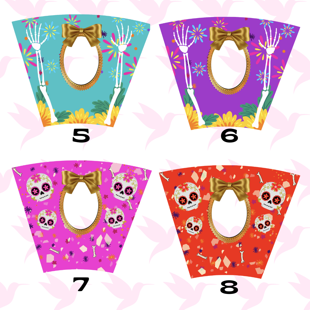 Veladoras personalizadas con foto y papel picado con nombre - combinadas (Paq. 8)