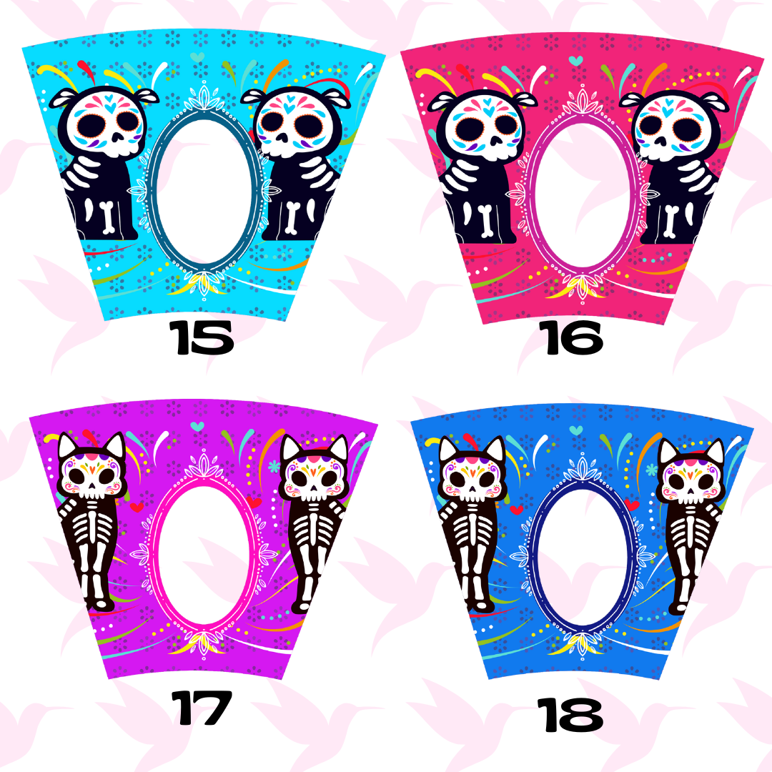 Veladoras personalizadas con foto y papel picado con nombre - combinadas (Paq. 8)