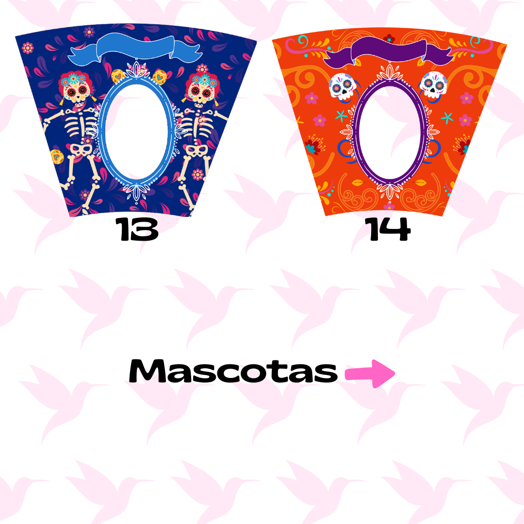 Veladoras personalizadas con foto y papel picado con nombre - combinadas (Paq. 8)