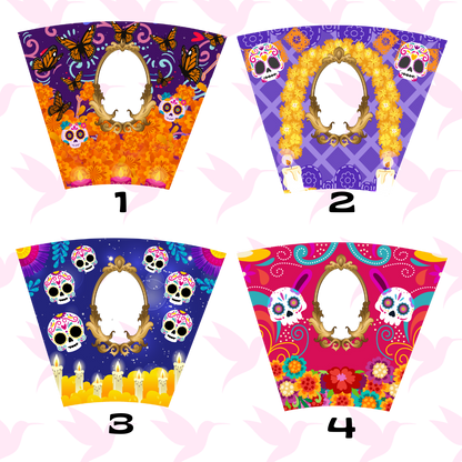 Veladoras personalizadas con foto y papel picado con nombre - combinadas  (Paq. 8)