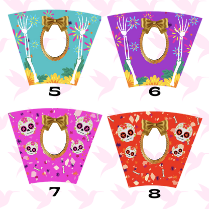 Veladoras personalizadas con foto y papel picado con nombre - combinadas  (Paq. 8)