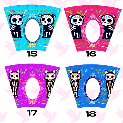 Veladoras personalizadas con foto y papel picado con nombre - combinadas  (Paq. 8)