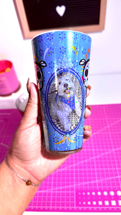 Veladoras personalizadas con foto y papel picado con nombre - combinadas  (Paq. 8)