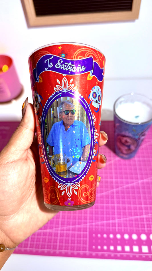 Veladoras personalizadas con foto y papel picado con nombre - combinadas  (Paq. 8)