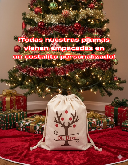 Pijama navideña personalizada (playera cuello redondo)