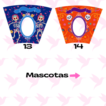Veladoras personalizadas con foto y papel picado con nombre - combinadas  (Paq. 8)